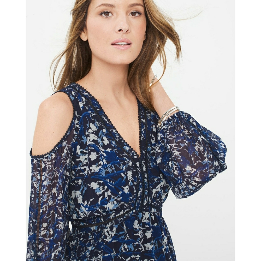 White House Black Market Abstract Floral Maxi Dres